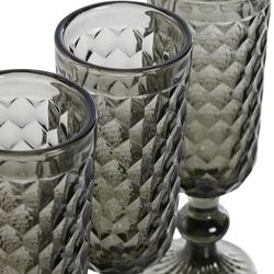Set de 6 copas de champagne, 8 x 8 x 10 cm, de cristal en gris, 7 x 7 x 20 cm | Colección Sea Side