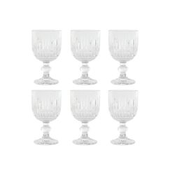 Set de 6 copas de vino, 8 x 8 x 14,5 cm, de cristal en transparente | Colección Striped