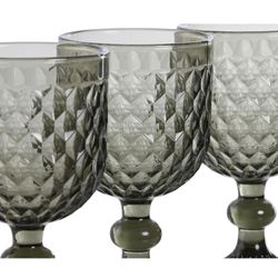 Set di 6 bicchieri da vino, 8 x 8 x 15,5 cm, in cristallo grigio | Collezione Sea Side