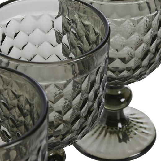 Set di 6 bicchieri da vino, 8 x 8 x 15,5 cm, in cristallo grigio | Collezione Sea Side
