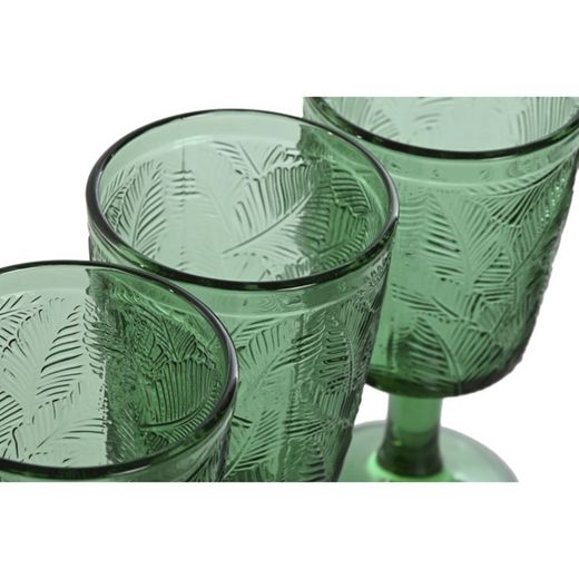 Set di 6 bicchieri da vino, 8 x 8 x 15,5 cm, in cristallo verde | Collezione Hojas