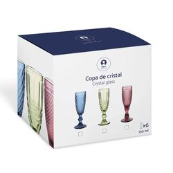 Set di 6 bicchieri da vino, 8 x 8 x 15,5 cm, in cristallo verde | Collezione Da Gama