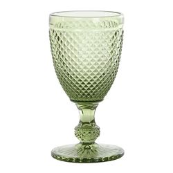 Set di 6 bicchieri da vino, 8 x 8 x 15,5 cm, in cristallo verde | Collezione Da Gama