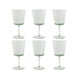 Set de 6 copas de vino, 8,4 x 8,4 x 16,4 cm, de cristal en verde | Colección Bubbles Garbo