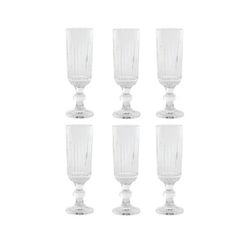 Set de 6 copas flauta, 6 x 6 x 18,5 cm, de cristal en transparente | Colección Striped