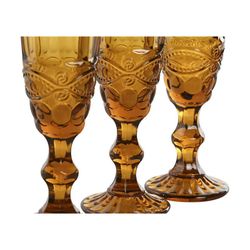 Conjunto de 6 taças de champanhe, 7 x 7 x 20 cm, em cristal âmbar | Coleção Classic Garbo