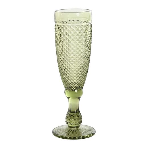 Ensemble de 6 flûtes en cristal vert, 7 x 7 x 20 cm | Collection Da Gama