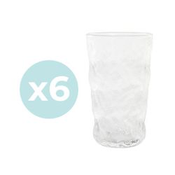 Set de 6 vasos, 7,5 x 7,5 x 14 cm, de cristal en translúcido | Colección Ice