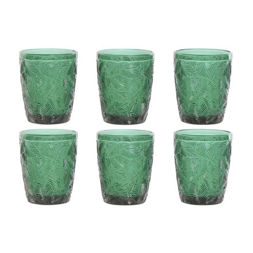 Set di 6 bicchieri in vetro, 8 x 8 x 10 cm, colore verde | Collezione Hojas