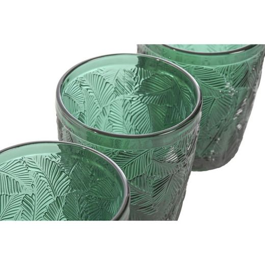 Set di 6 bicchieri in vetro, 8 x 8 x 10 cm, colore verde | Collezione Hojas