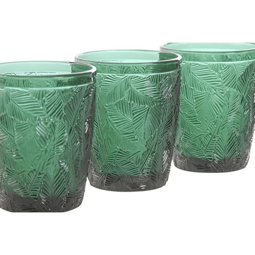 Set di 6 bicchieri in vetro, 8 x 8 x 10 cm, colore verde | Collezione Hojas