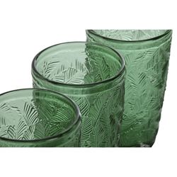 Set di 6 bicchieri alti, 8 x 8 x 13 cm, in vetro verde | Collezione Foglie