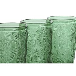 Set di 6 bicchieri alti, 8 x 8 x 13 cm, in vetro verde | Collezione Foglie