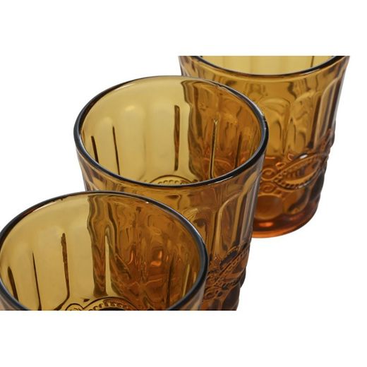 Set de 6 vasos de cristal, 8 x 8 x 10 cm,  en ámbar| Colección Classic Garbo