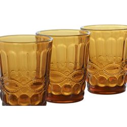 Set de 6 vasos de cristal, 8 x 8 x 10 cm,  en ámbar| Colección Classic Garbo