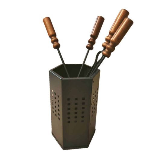 Set de Chimenea Kekai 4 Piezas, Hierro Forjado, 29 cm