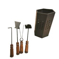 Set de Chimenea Kekai 4 Piezas, Hierro Forjado, 29 cm