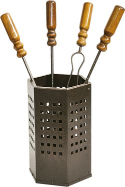 Set de Chimenea Kekai 4 Piezas, Hierro Forjado, 29 cm