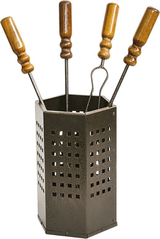 Set de Chimenea Kekai 4 Piezas, Hierro Forjado, 29 cm