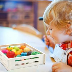 Set di giochi da cucina Montessori, 29 x 24 x 6,7 cm, in legno di pino multicolore | Collezione Eco Fruit