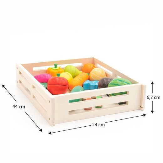 Set di giochi da cucina Montessori, 29 x 24 x 6,7 cm, in legno di pino multicolore | Collezione Eco Fruit