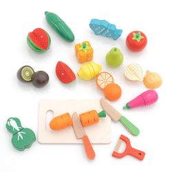 Set di giochi da cucina Montessori, 29 x 24 x 6,7 cm, in legno di pino multicolore | Collezione Eco Fruit