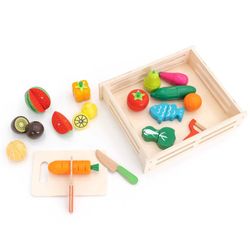 Set di giochi da cucina Montessori, 29 x 24 x 6,7 cm, in legno di pino multicolore | Collezione Eco Fruit