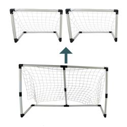 Set portería fútbol 2 en 1 para exterior, 56x192x110 cm, con pelota e inflador