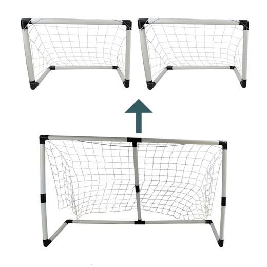 Set portería fútbol 2 en 1 para exterior, 56x192x110 cm, con pelota e inflador