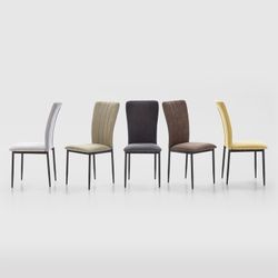 Sedia, 42,5 x 58 x 96 cm, in tessuto e metallo grigio | Collezione Holly