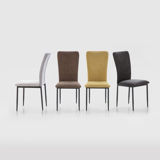 Sedia, 42,5 x 58 x 96 cm, in tessuto e metallo grigio | Collezione Holly