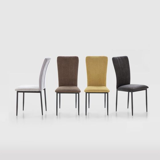 Sedia, 42,5 x 58 x 96 cm, in tessuto e metallo marrone | Collezione Holly