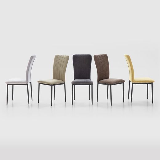 Sedia, 42,5 x 58 x 96 cm, in tessuto e metallo colore mostarda | Collezione Holly