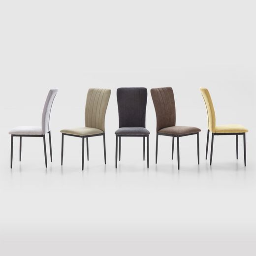 Sedia, 42,5 x 58 x 96 cm, in tessuto e metallo verde | Collezione Holly