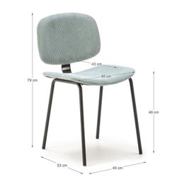 Sedia, 44 x 51 x 79 cm, in velluto acquamarina | Collezione Arus