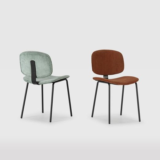 Sedia, 44 x 51 x 79 cm, in velluto acquamarina | Collezione Arus
