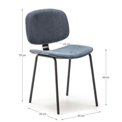 Sedia, 44 x 51 x 79 cm, in velluto blu | Collezione Arus