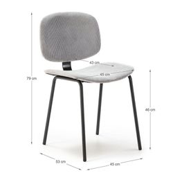 Sedia, 44 x 51 x 79 cm, in velluto grigio | Collezione Arus