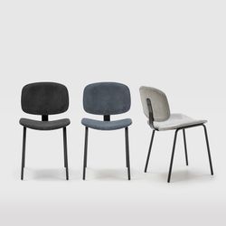 Sedia, 44 x 51 x 79 cm, in velluto grigio | Collezione Arus