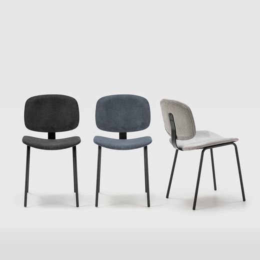 Sedia, 44 x 51 x 79 cm, in velluto grigio | Collezione Arus