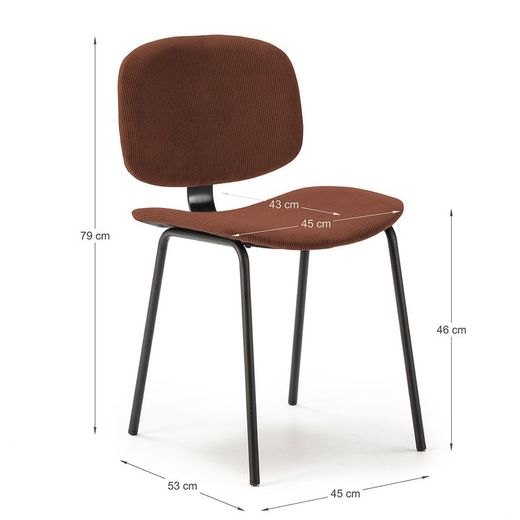 Silla, 44 x 51 x 79 cm, de pana y metal en caldero | Colección Arus