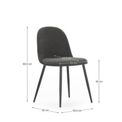 Silla, 45 x 52 x 81 cm, de tejido en gris oscuro y negro | Colección Malila