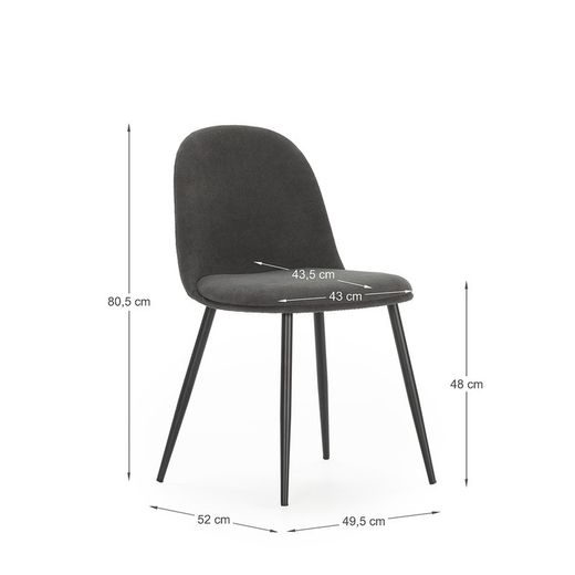 Silla, 45 x 52 x 81 cm, de tejido en gris oscuro y negro | Colección Malila