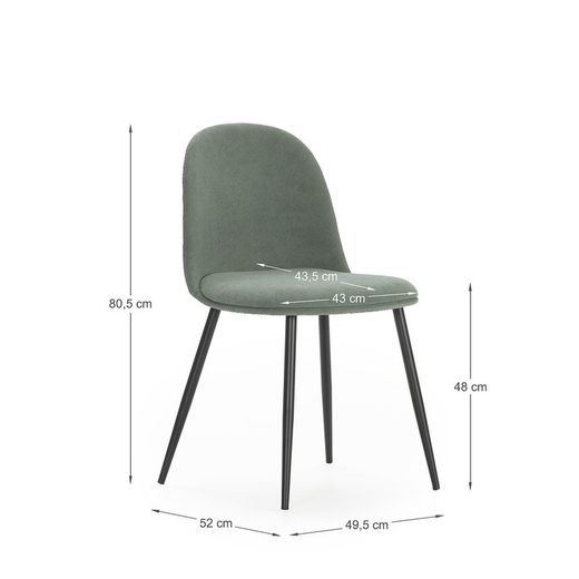 Sedia, 45 x 52 x 81 cm, in tessuto verde e nero | Collezione Malila