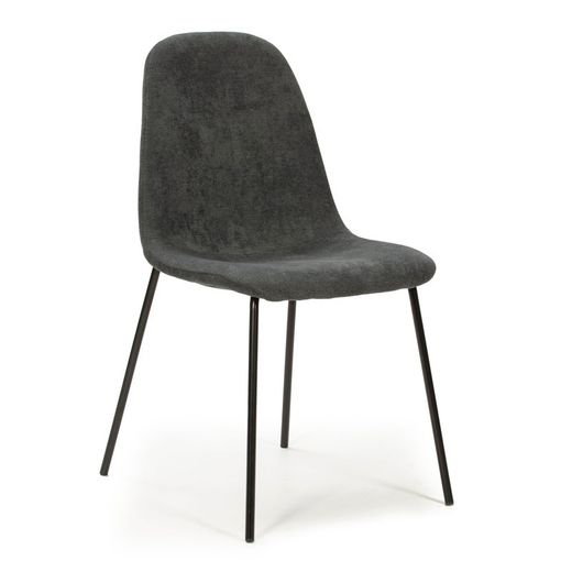 Sedia, 45 x 54 x 85 cm, in tessuto e metallo grigio e nero | Collezione Renne