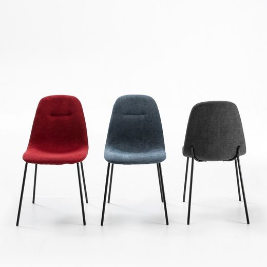 Sedia, 45 x 54 x 85 cm, in tessuto e metallo grigio e nero | Collezione Renne