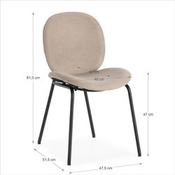 Sedia, 45 x 57,5 x 81,5 cm, in tessuto beige | Collezione Cori