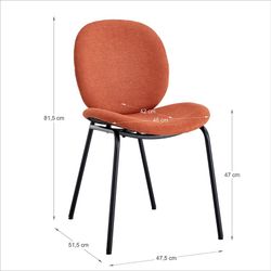 Sedia, 45 x 57,5 x 81,5 cm, in tessuto arancione teja | Collezione Cori