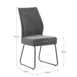 Sedia, 45 x 62 x 97 cm, in tessuto grigio | Collezione Alan