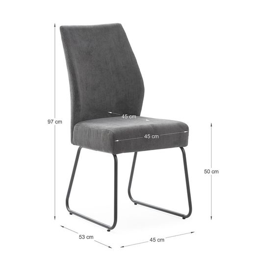 Sedia, 45 x 62 x 97 cm, in tessuto grigio | Collezione Alan